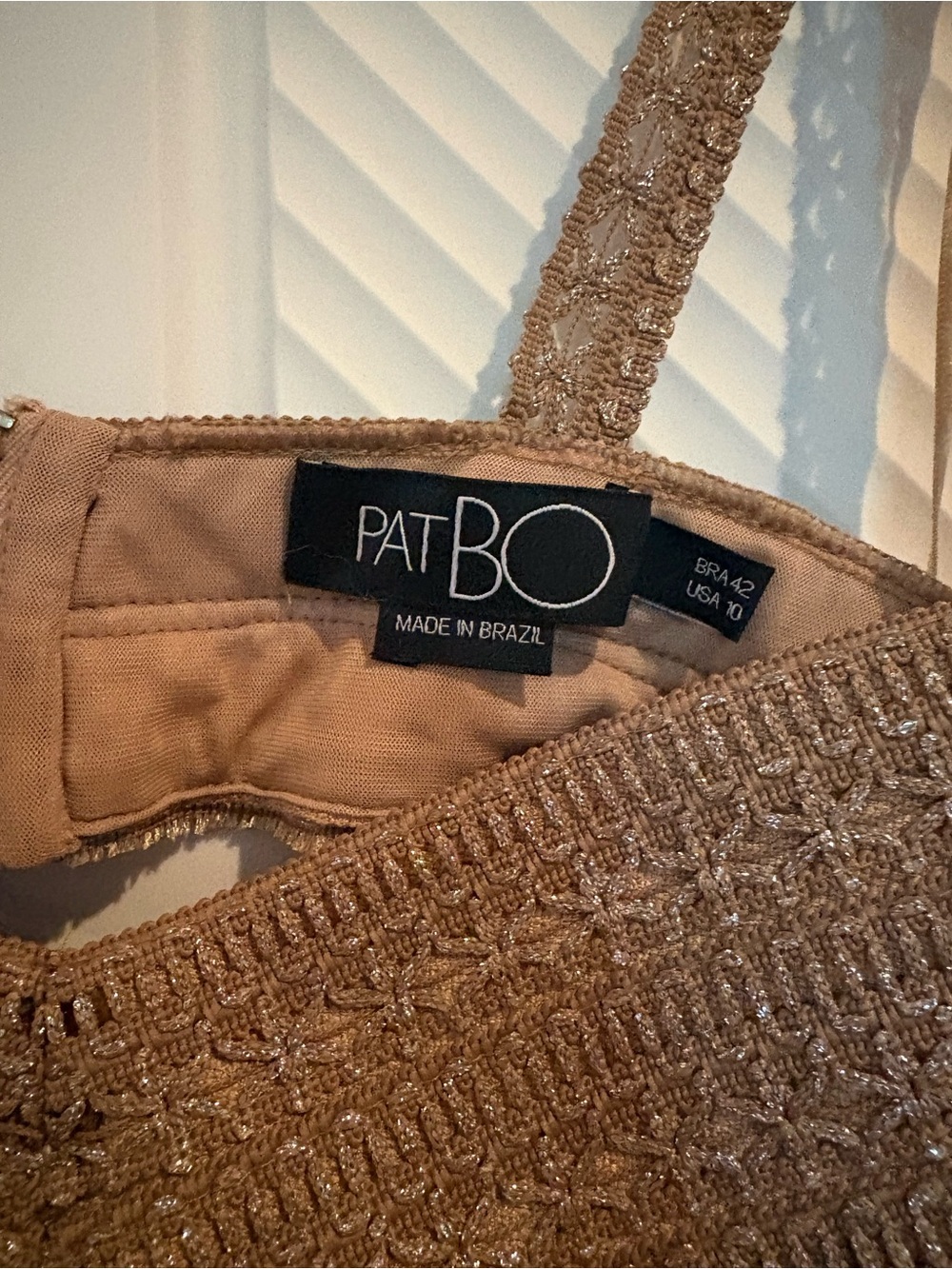NWOT PatBO Gold Fringe Cutout Mini Dress - Picture 5 of 5